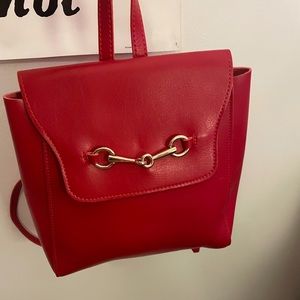 Red backpack purse